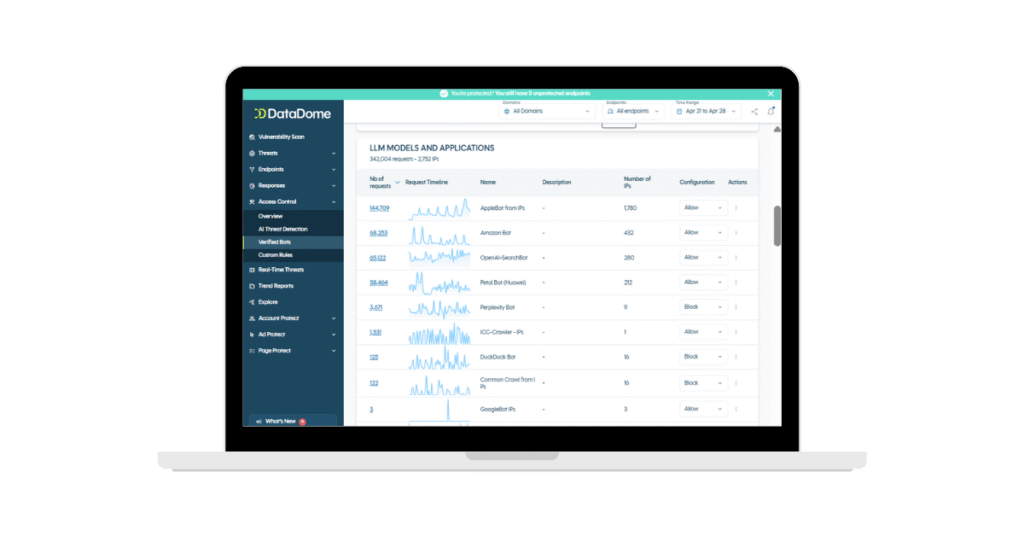 DataDome Enhances Visibility of AI Agents & LLM Crawlers in Your Dashboard