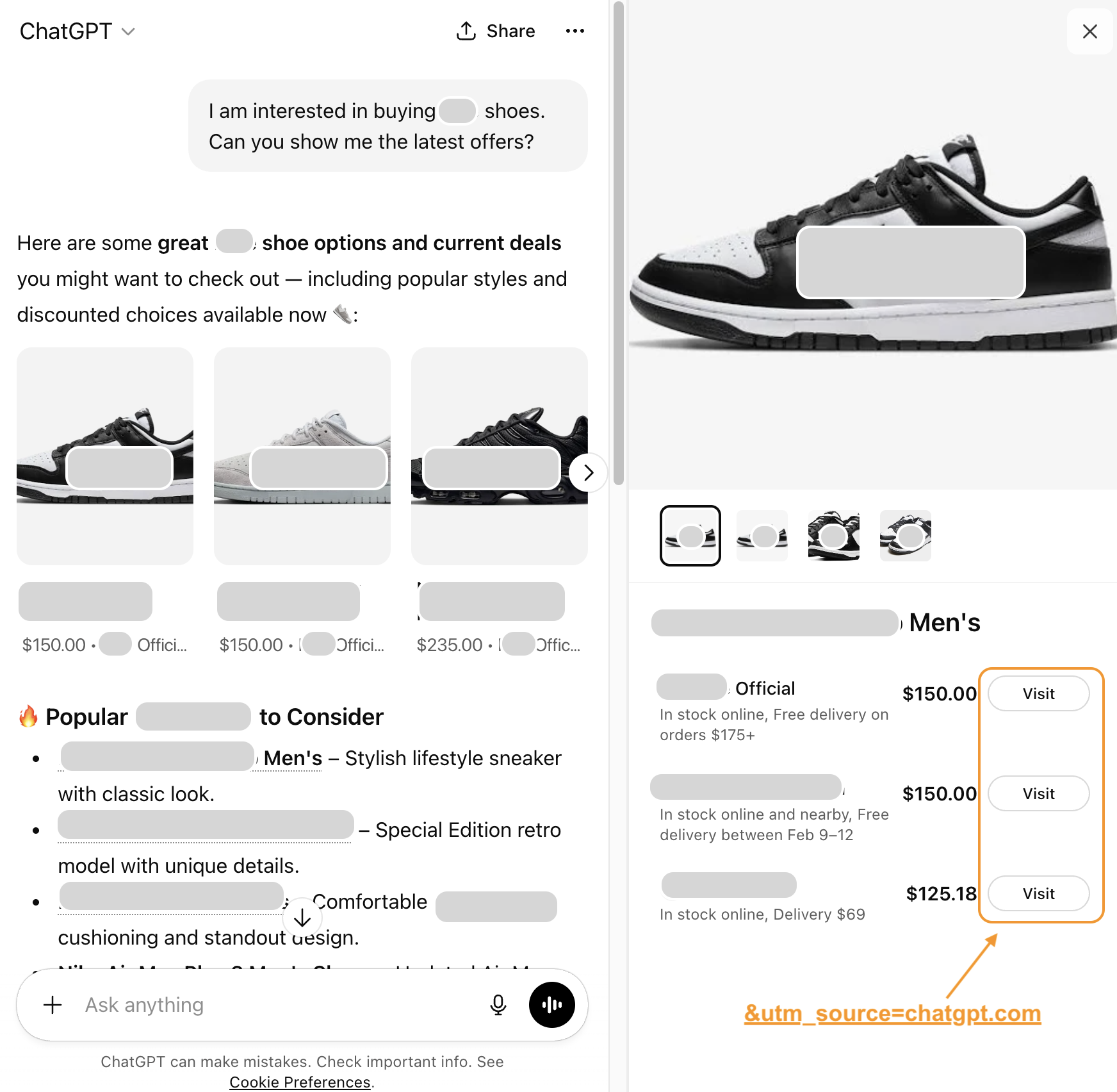 When Surging AI Referral Traffic is Actually Bad Bots ChatGPT search for shoe purchase