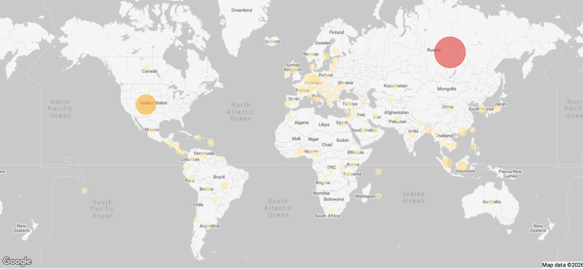 Geolocation map of the attack
