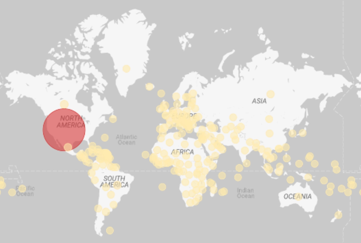 Geographic distribution of the attack