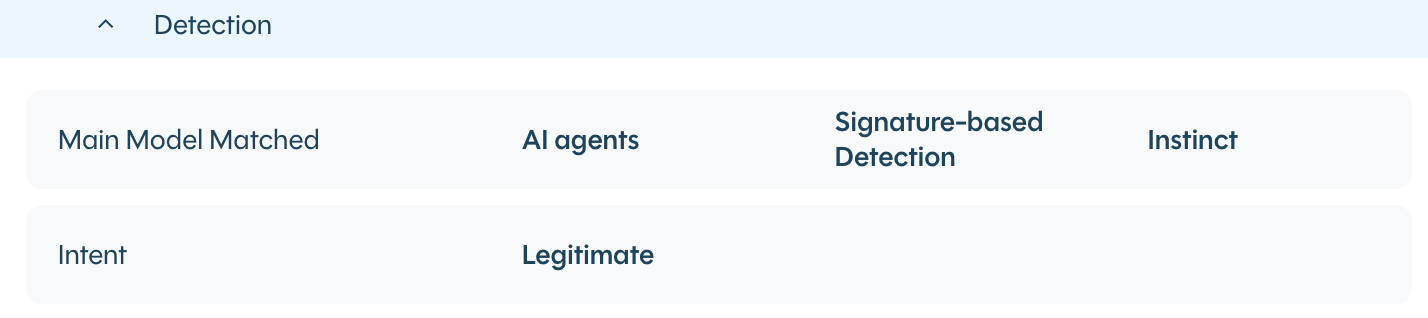 DataDome identified the request as Instinct and assessed its intent as legitimate